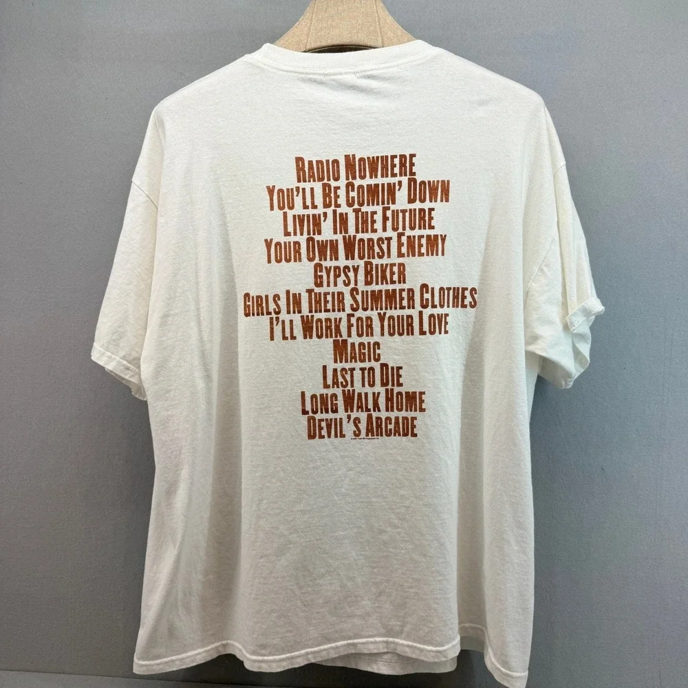 Bruce Springsteen‎ Magic Album Tour T-Shirt Mens 2XL White Graphic Tee Tracklist